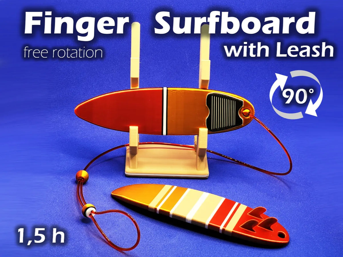 Planche de surf pour doigt avec leash (rotation libre) - Sport Print