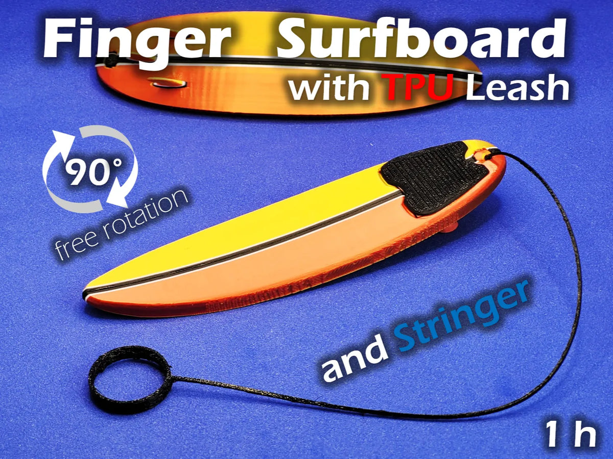 Planche de surf pour doigt avec leash en TPU (édition Stringer) - Sport Print