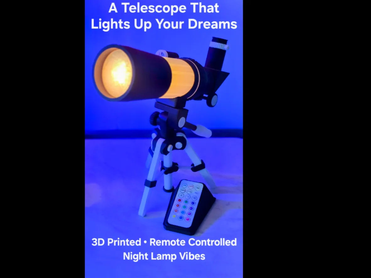 Lampe de chevet télescope avec lithos de lune et de soleil - Lumière Print