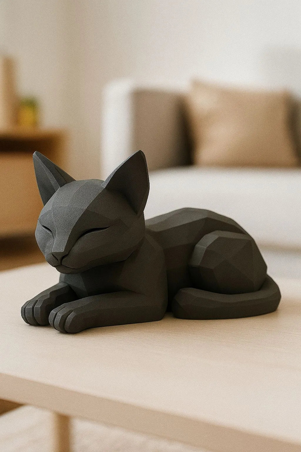 Chat allongé low poly (IA) - Art Print