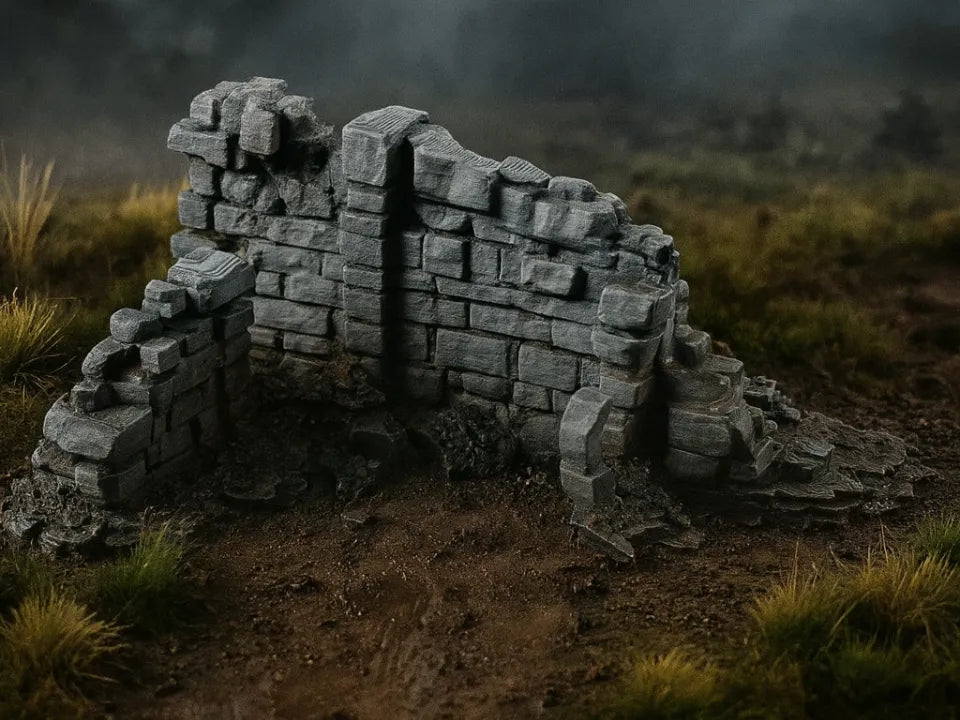 Mur de temple en ruine - Élément de décor dispersé - Maquette Print