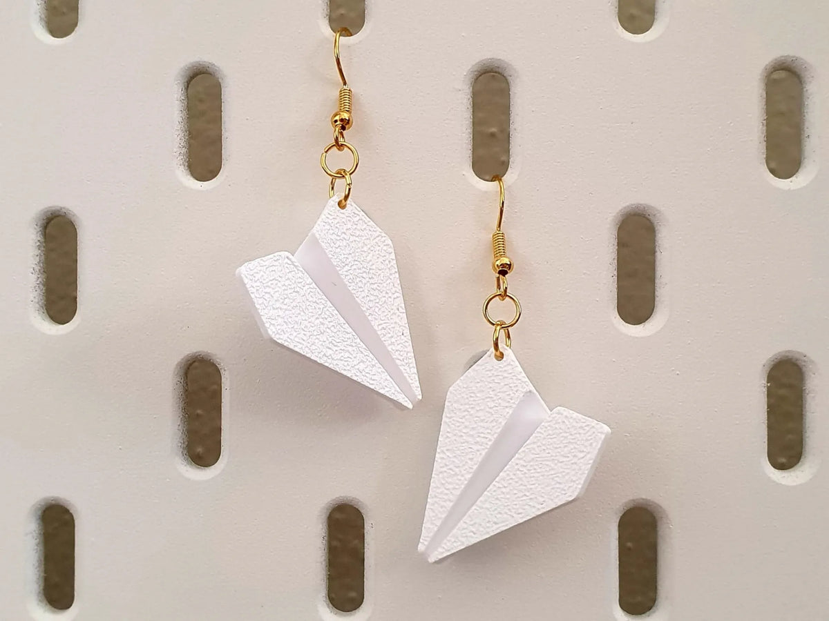 Avion en papier - Boucles d'oreilles Origami - Bijoux Print