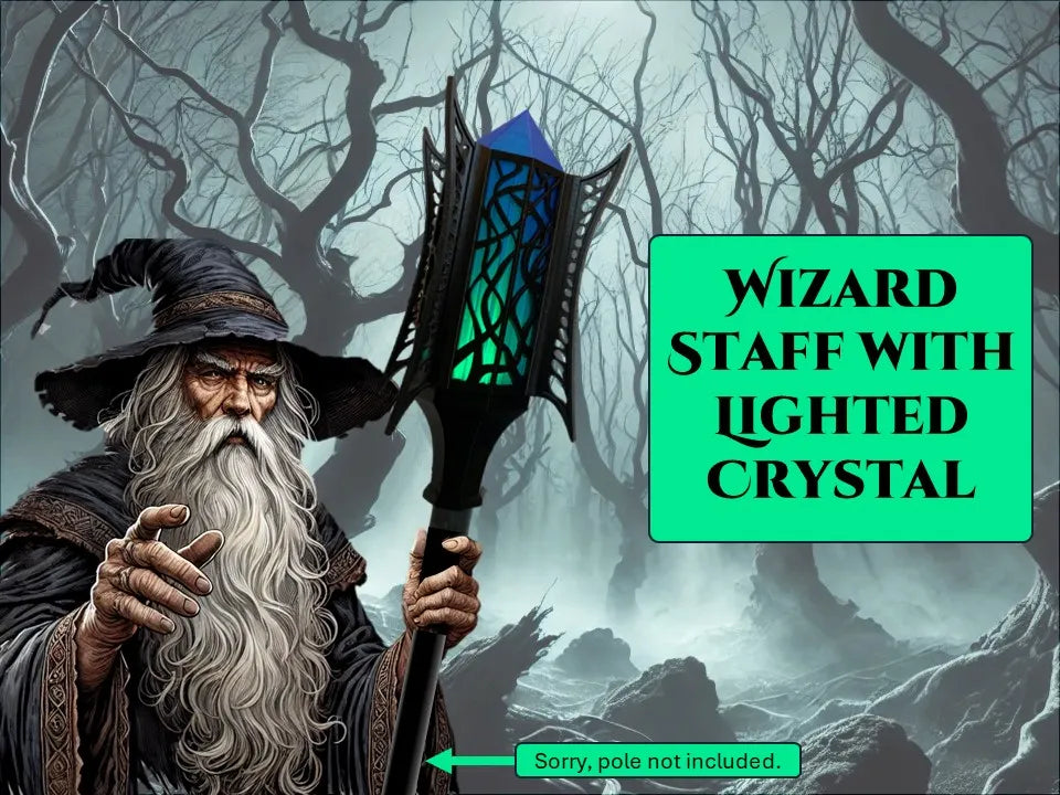 Embout de Bâton de Sorcier Lumineux avec Cristal - Cosplay Print
