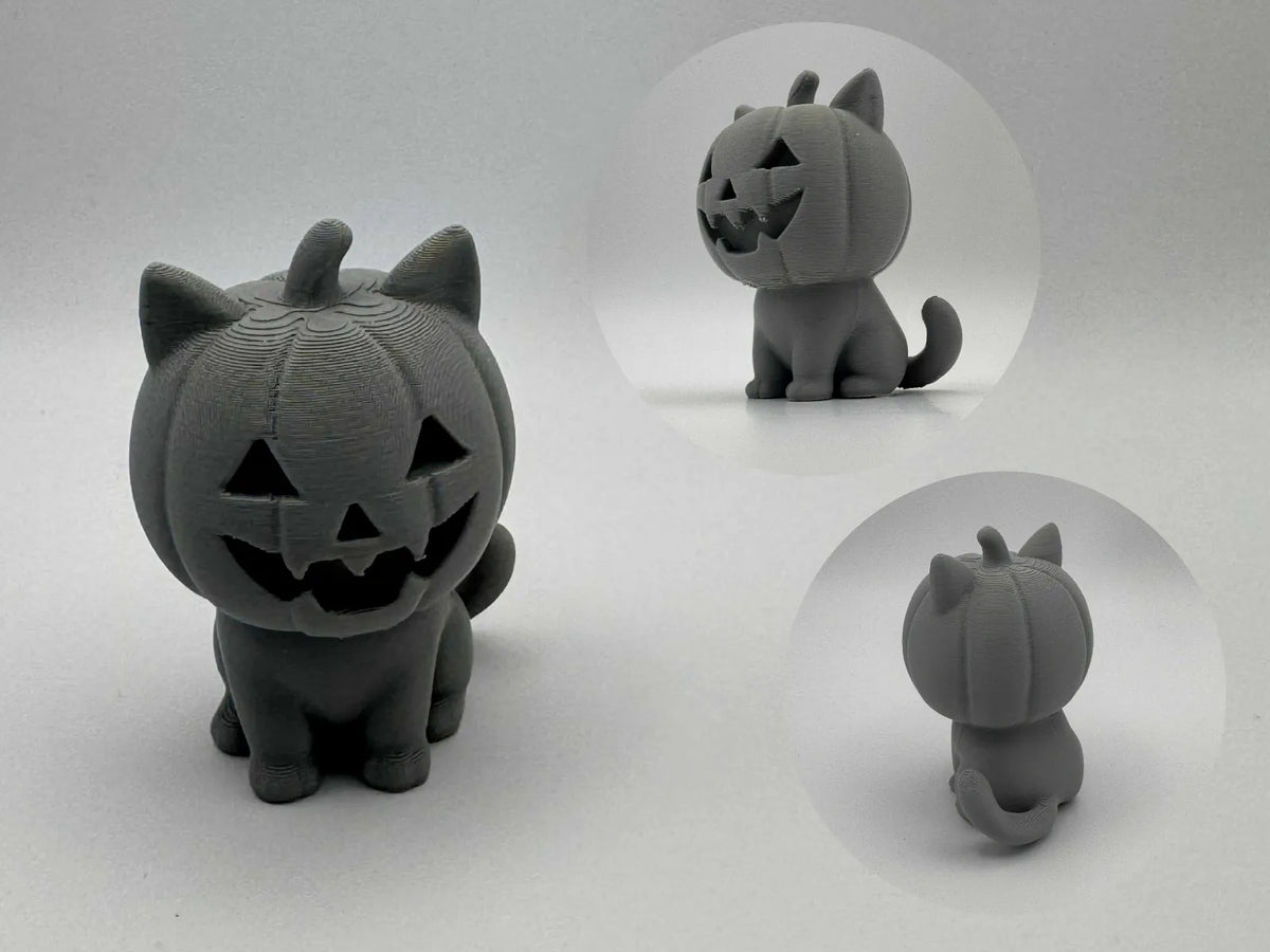 Chat à Tête de Citrouille – Figurine de Chaton d'Halloween - Figurine Print