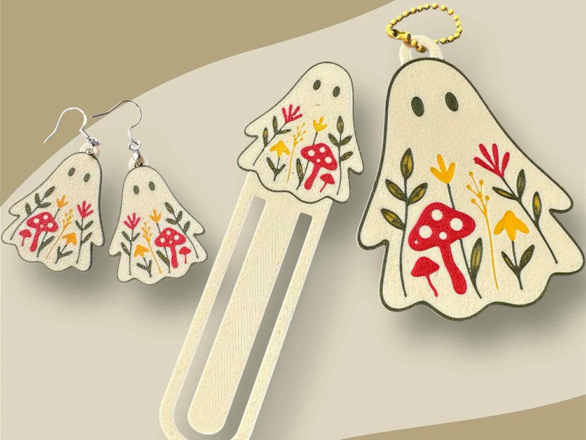 Boucles d'oreilles fantôme bohème Marque-page Porte-clés - Music Print