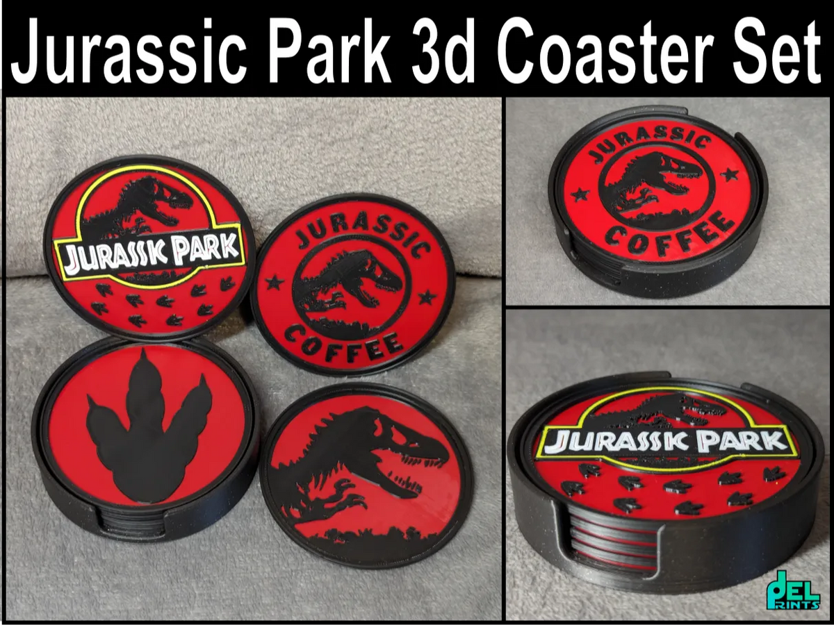 Ensemble de dessous-de-verre empilables Jurassic Park 3D - Geek Print