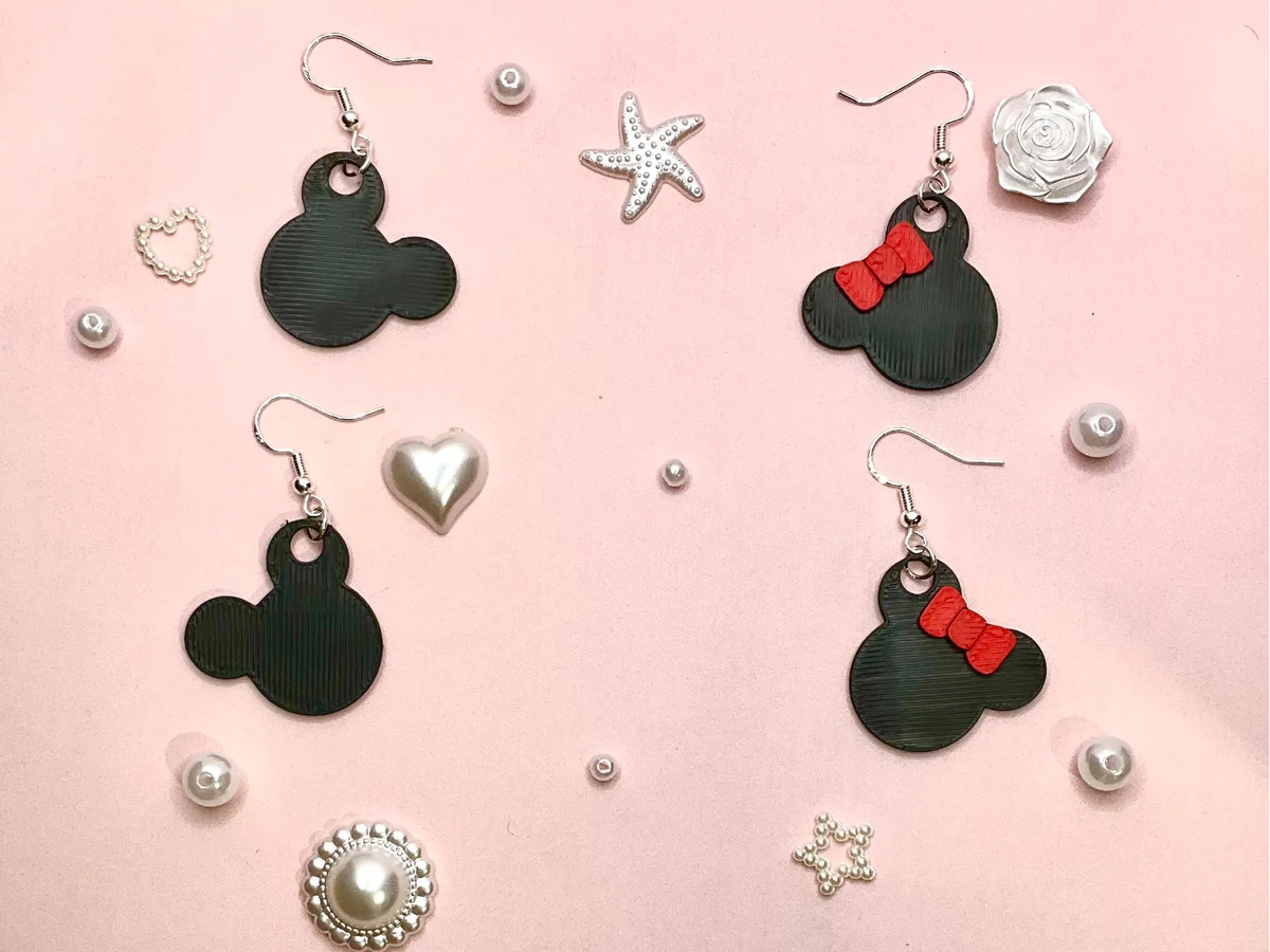 Boucles d'oreilles pendantes silhouette Mickey & Minnie -Disney - Bijoux Print