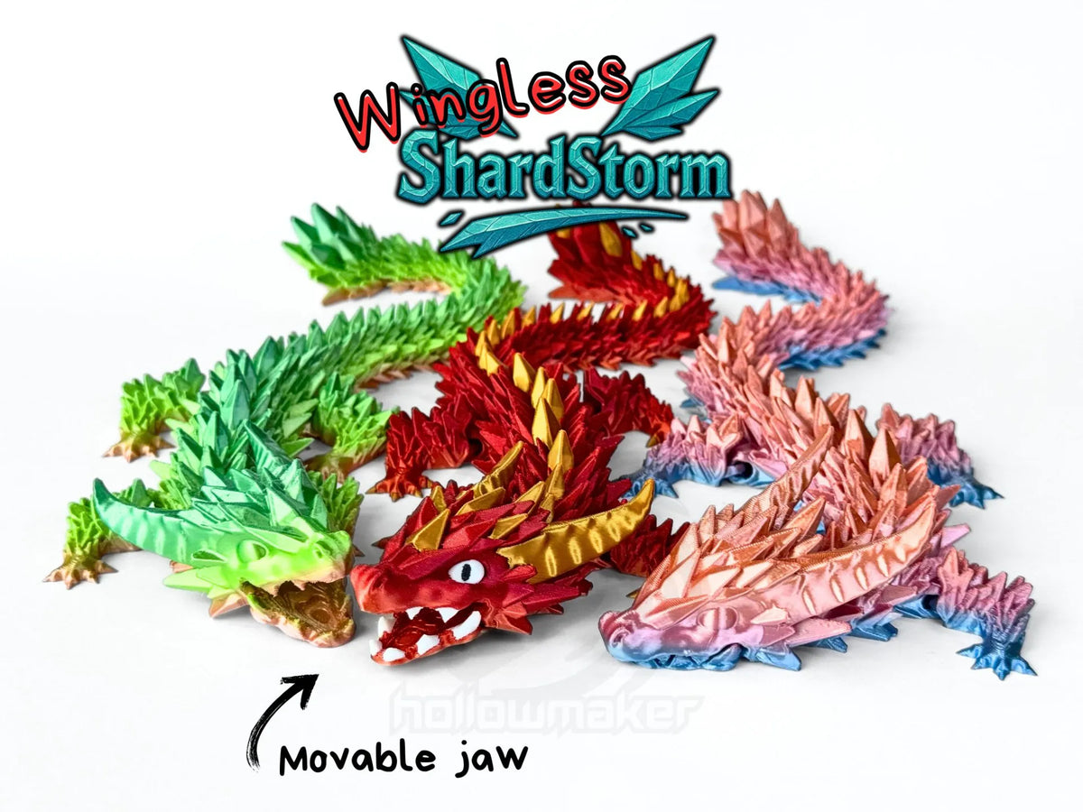 ShardStorm - Dragon de Cristal Articulé Sans Ailes - Figurine Print