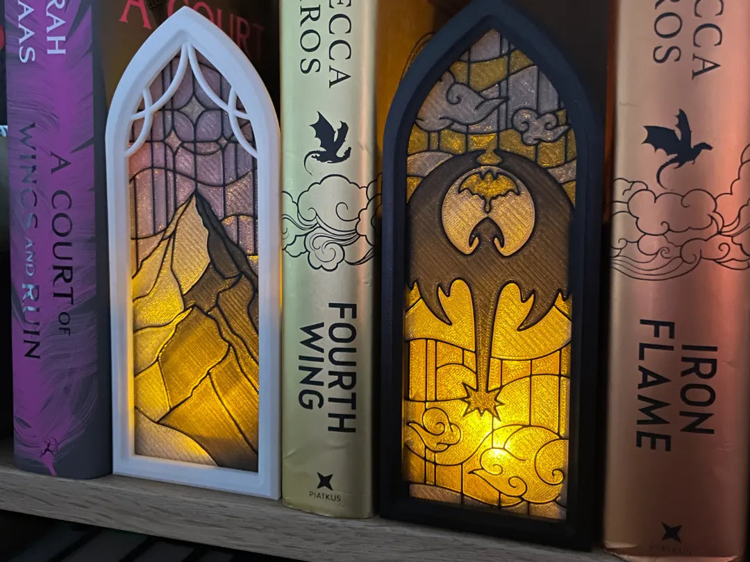 Coin de livre fenêtre gothique + vitrail et rangement - Maquette Print