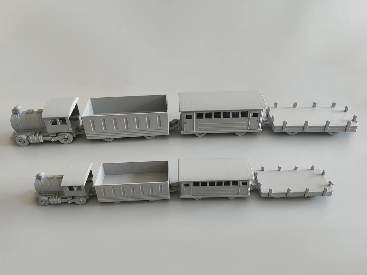 Train à vapeur, les bielles peuvent s'articuler avec les roues, nouveaux wagons - Maquette Print