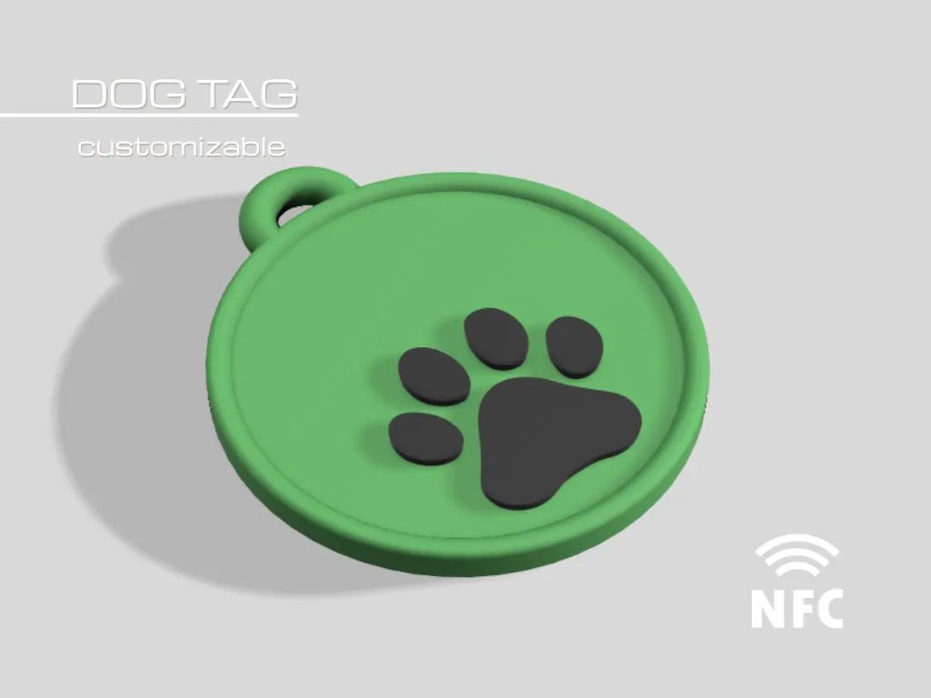 Médaille d'identification personnalisée pour chien avec nom + NFC optionnel - Pet Print