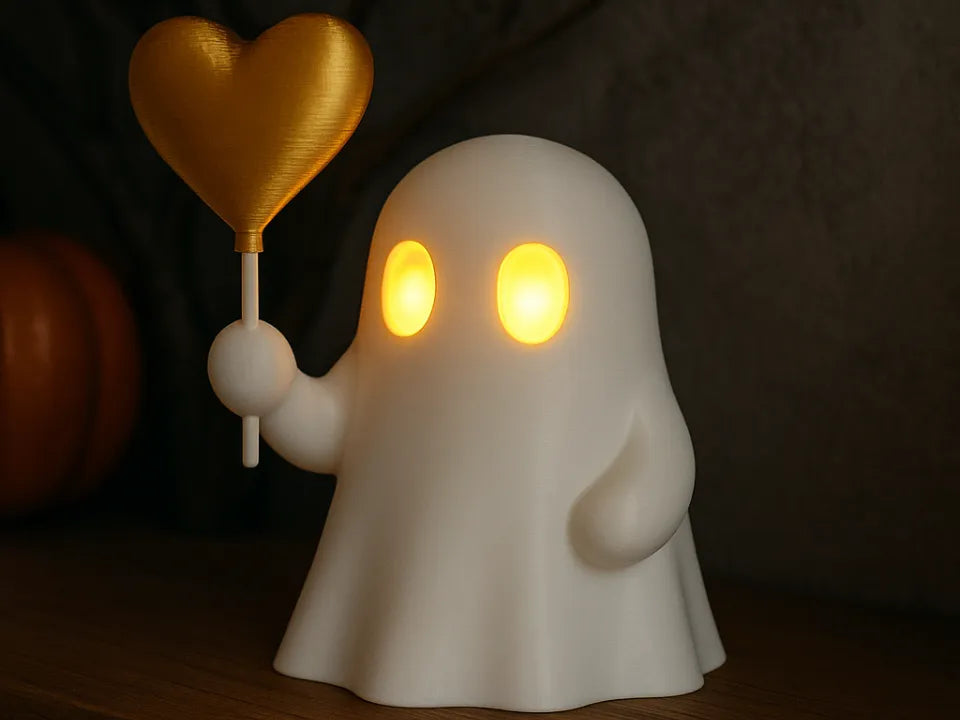 Fantôme mignon avec un cœur-ballon pour Halloween - Geek Print
