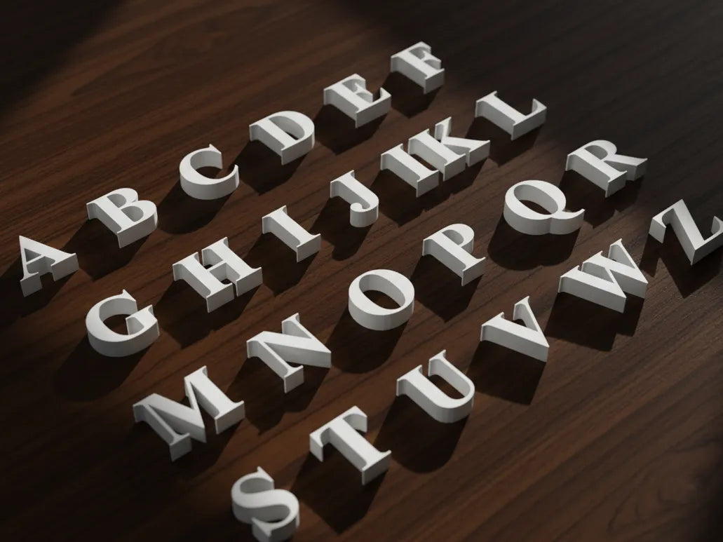 Lettres de l'alphabet Times New Roman - Art Print