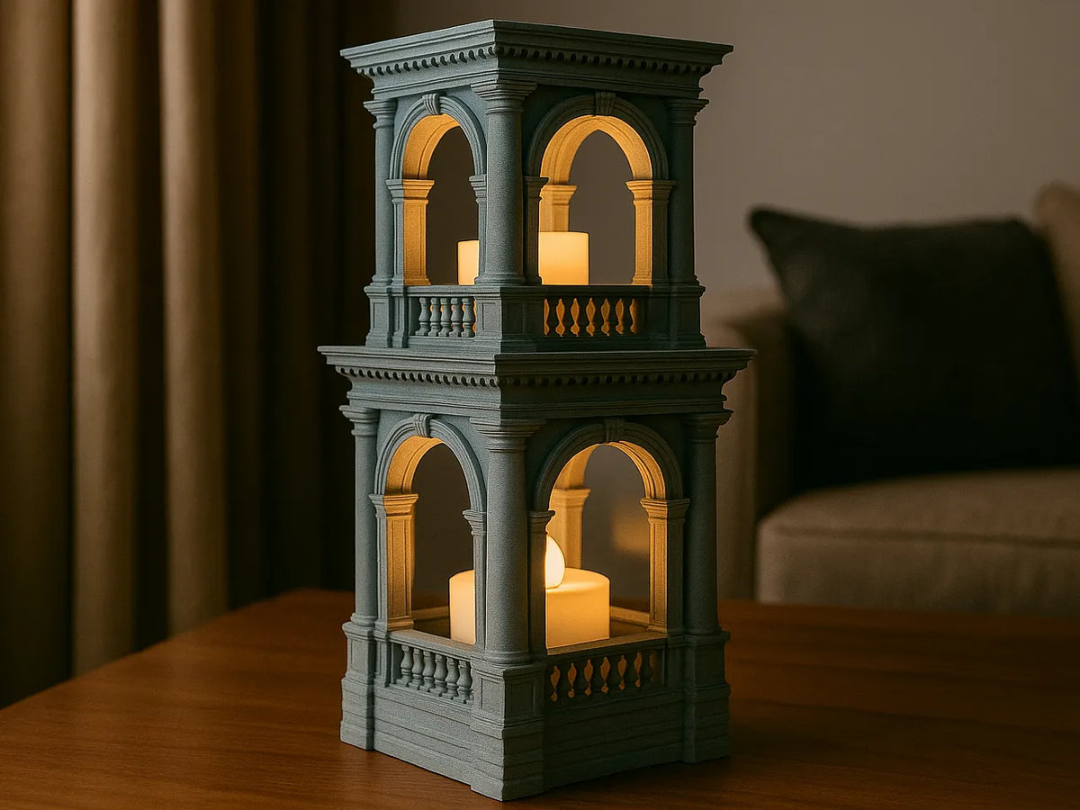 Porte-bougie chauffe-plat architectural à double niveau gothique - Cadeau Print