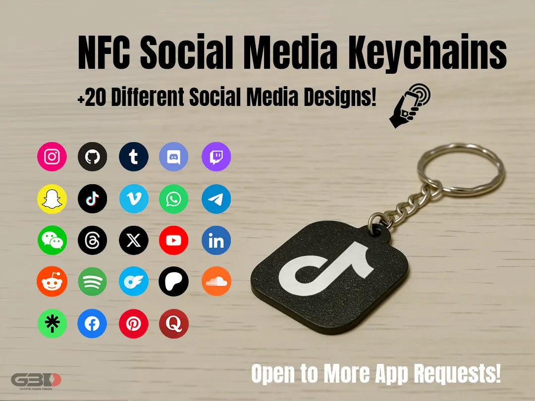Porte-clés NFC Réseaux Sociaux (+20 Applications de Réseaux Sociaux) - NFC Print