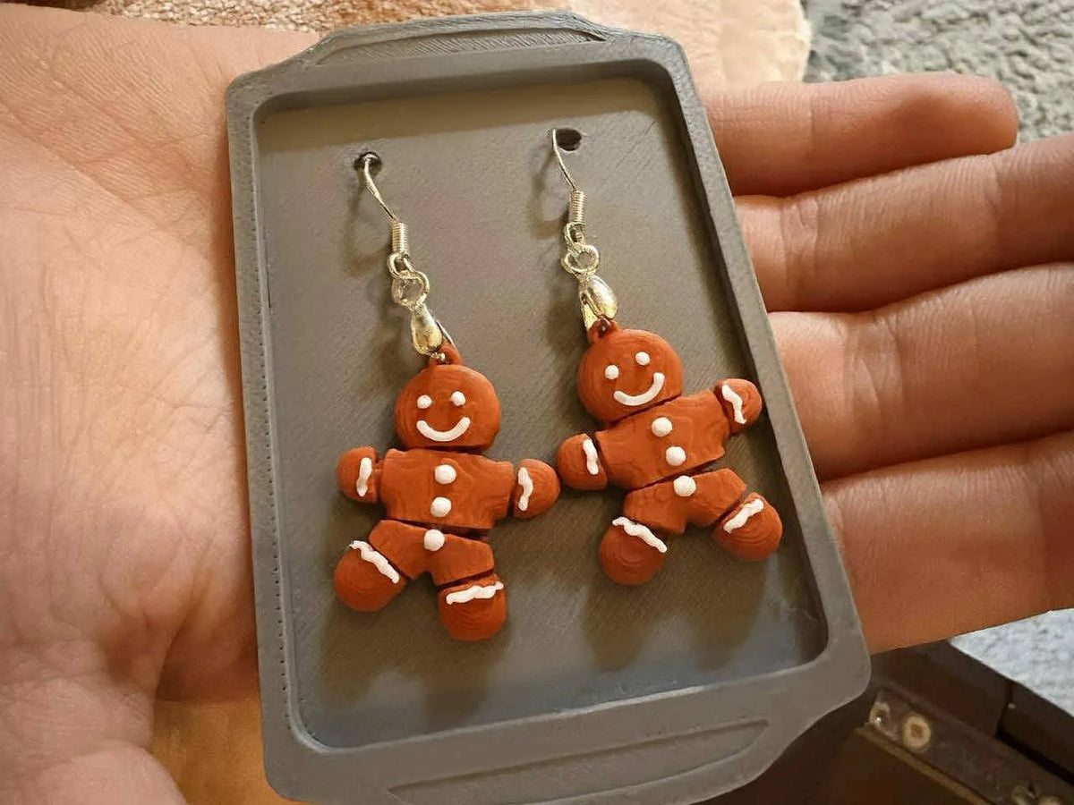 Boucles d'oreilles bonhomme de pain d'épices articulées - Bijoux Print