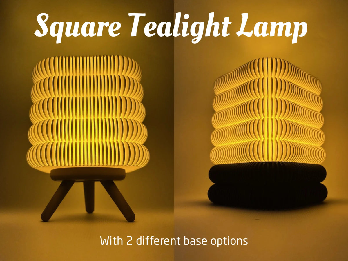 Lampe de table à bougie chauffe-plat nervurée carrée - Lumière Print