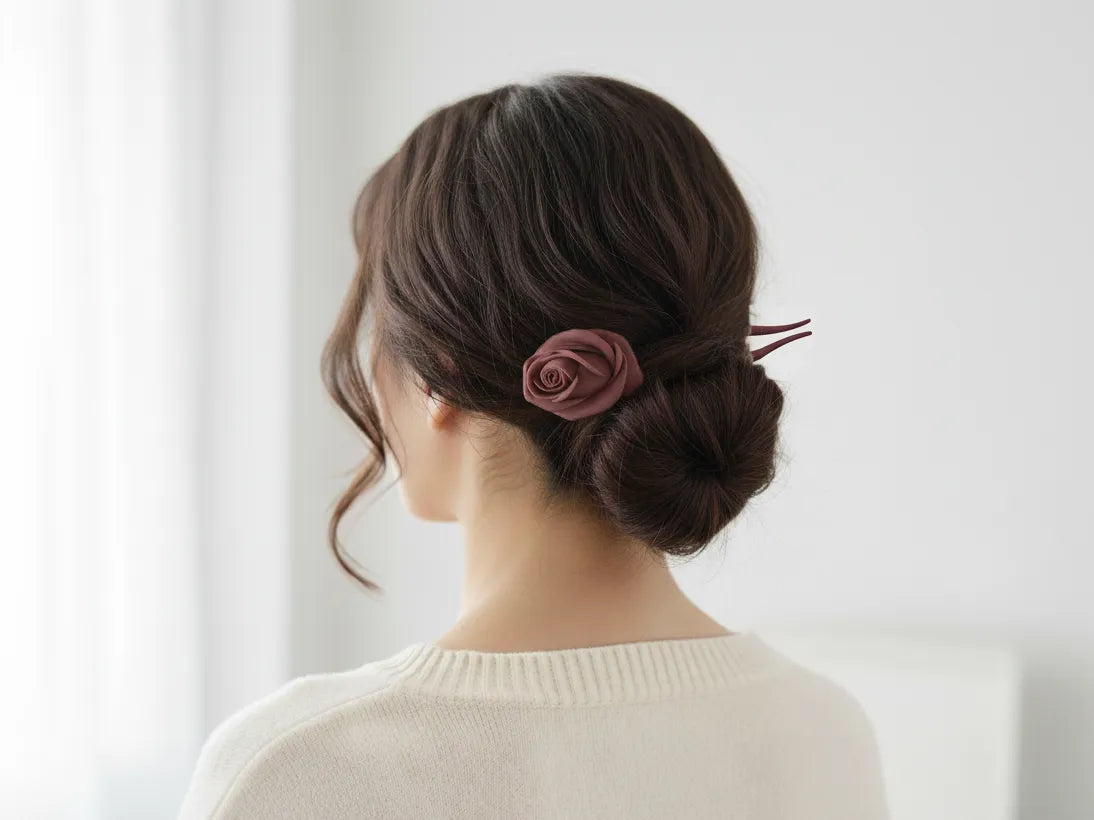 Épingle à cheveux rose – Accessoire capillaire élégant imprimé en une seule pièce – Rose Hairpin - Cosplay Print