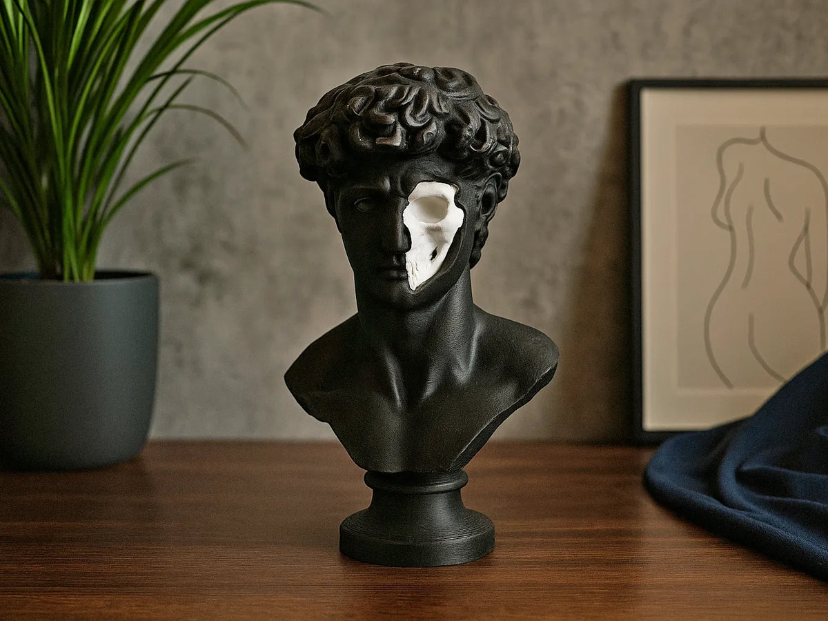 Fusion Crâne David - Sculpture Gothique Unique - Art Print