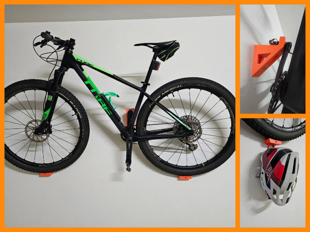 Support Vélo Mural + Crochet pour Casque - Vélo Print