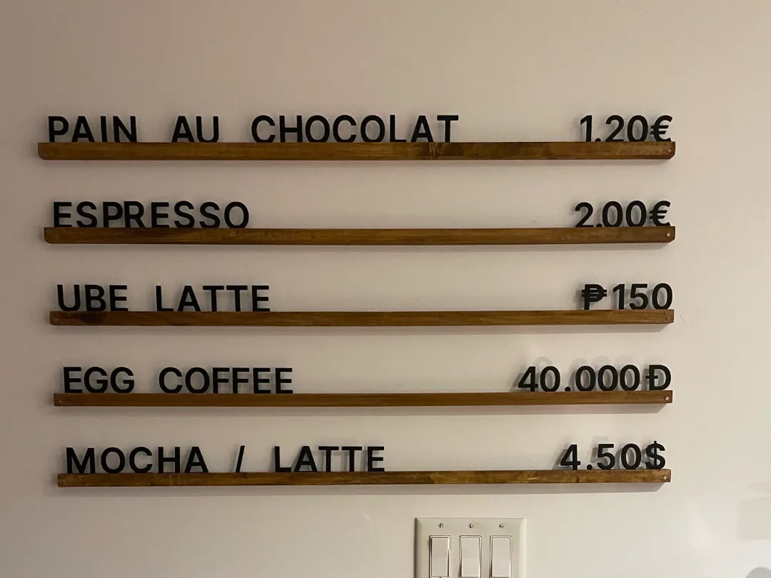 Menu de café personnalisé - Panneau de lettres – Paramétrique - Art Print