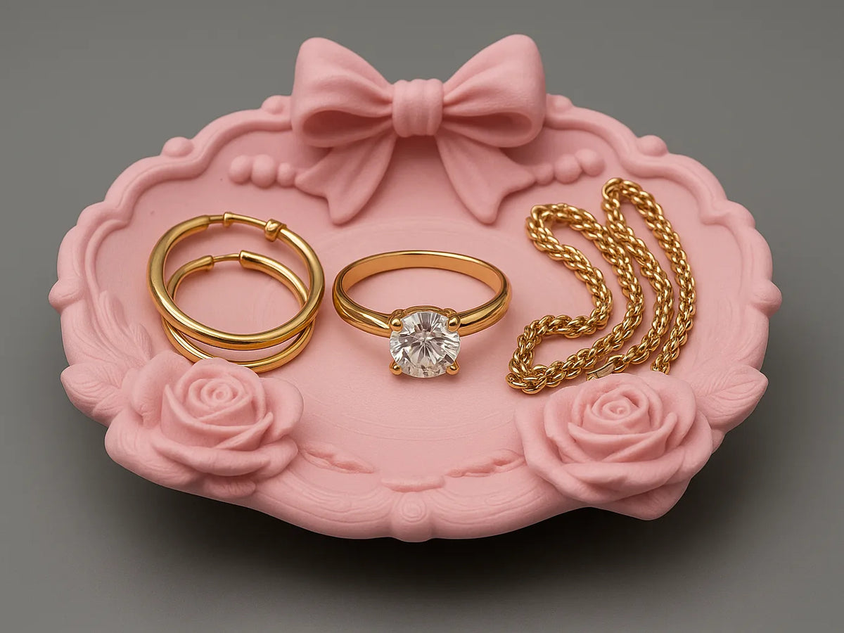 Plat à Bijoux Nœud Coquette & Rose - Bijoux Print