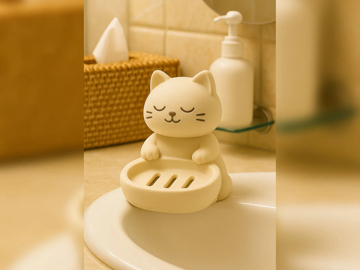 Maneki-neko — Porte-savon Kawaii pour salle de bain - Beauté Print