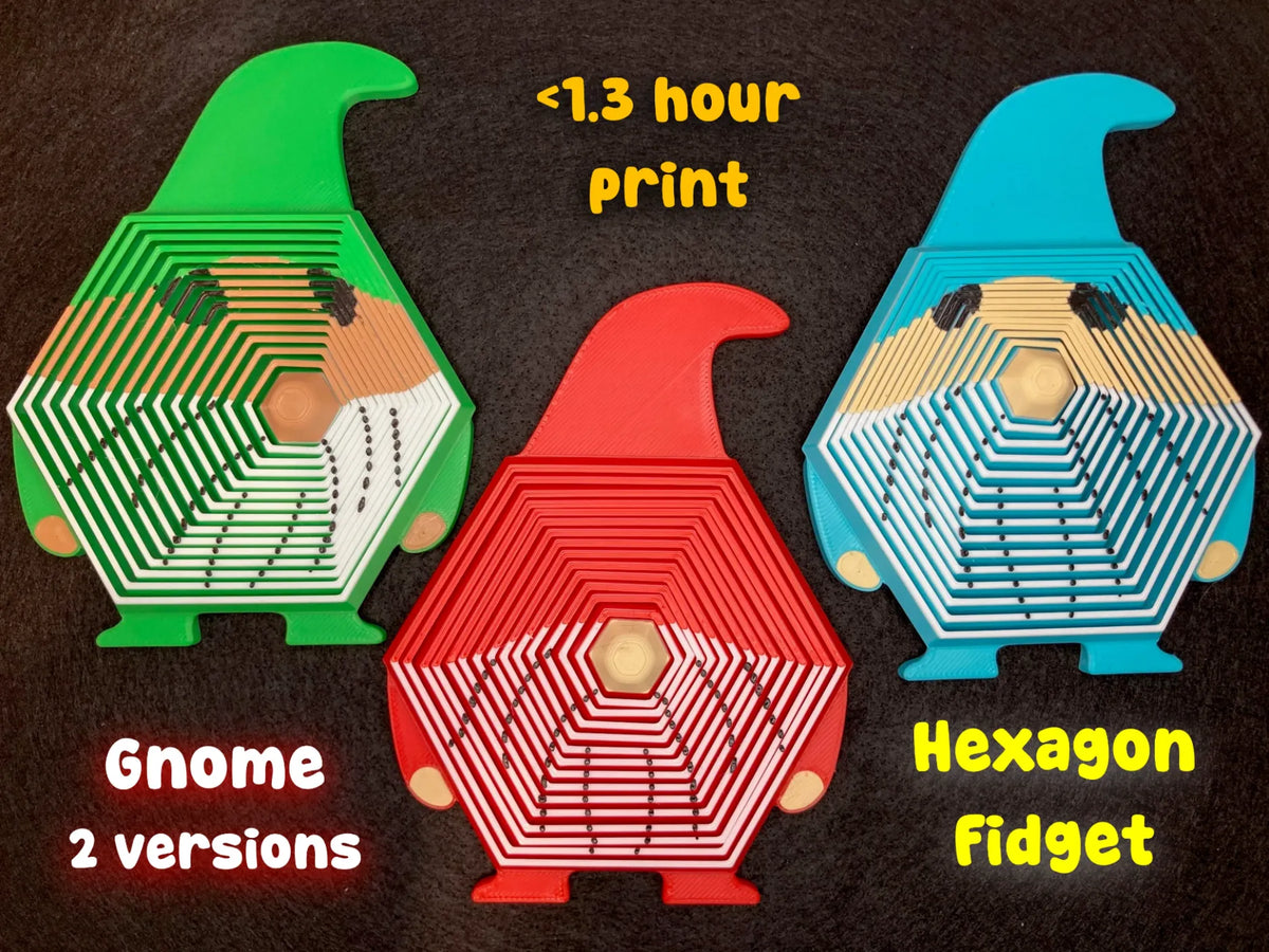 Gnome-agon Fidget Hexagonal Gnome de Noël <1.3 h - Figurine Print