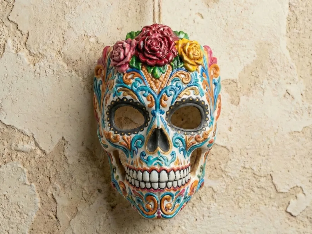 Masque Mural Calavera Crâne Fleuri - Cosplay Print