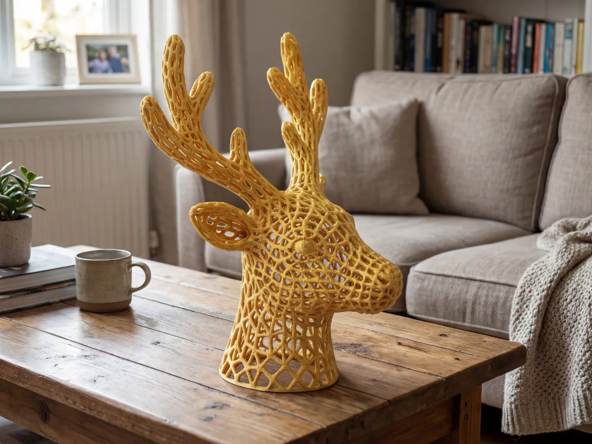 Sculpture de Tête de Cerf Filaire Stylisée - Voronoï Moderne - Art Print