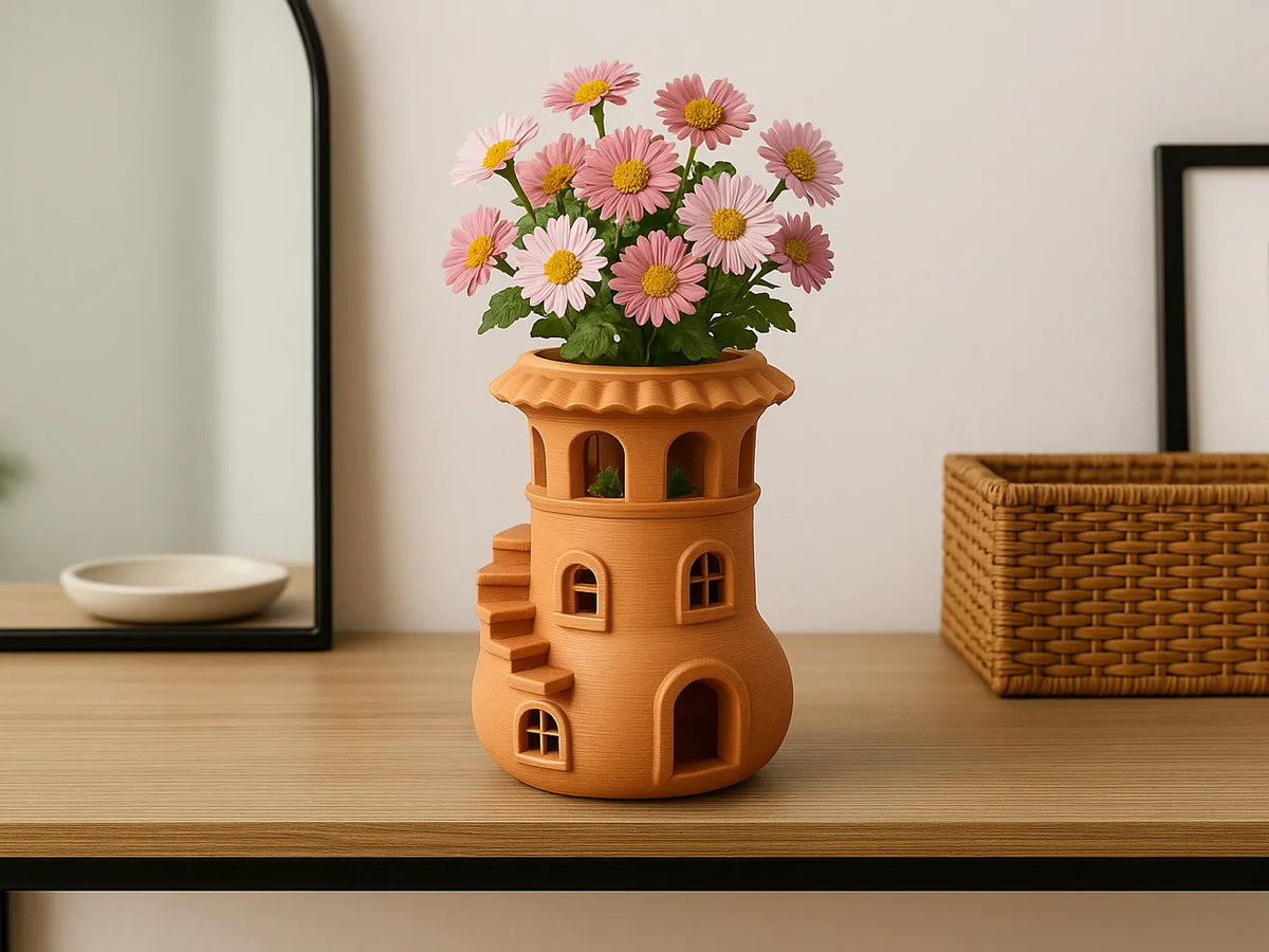 Vase Maison Tour : Foyer Féerique Fantaisiste, Vase à Fleurs - Maquette Print