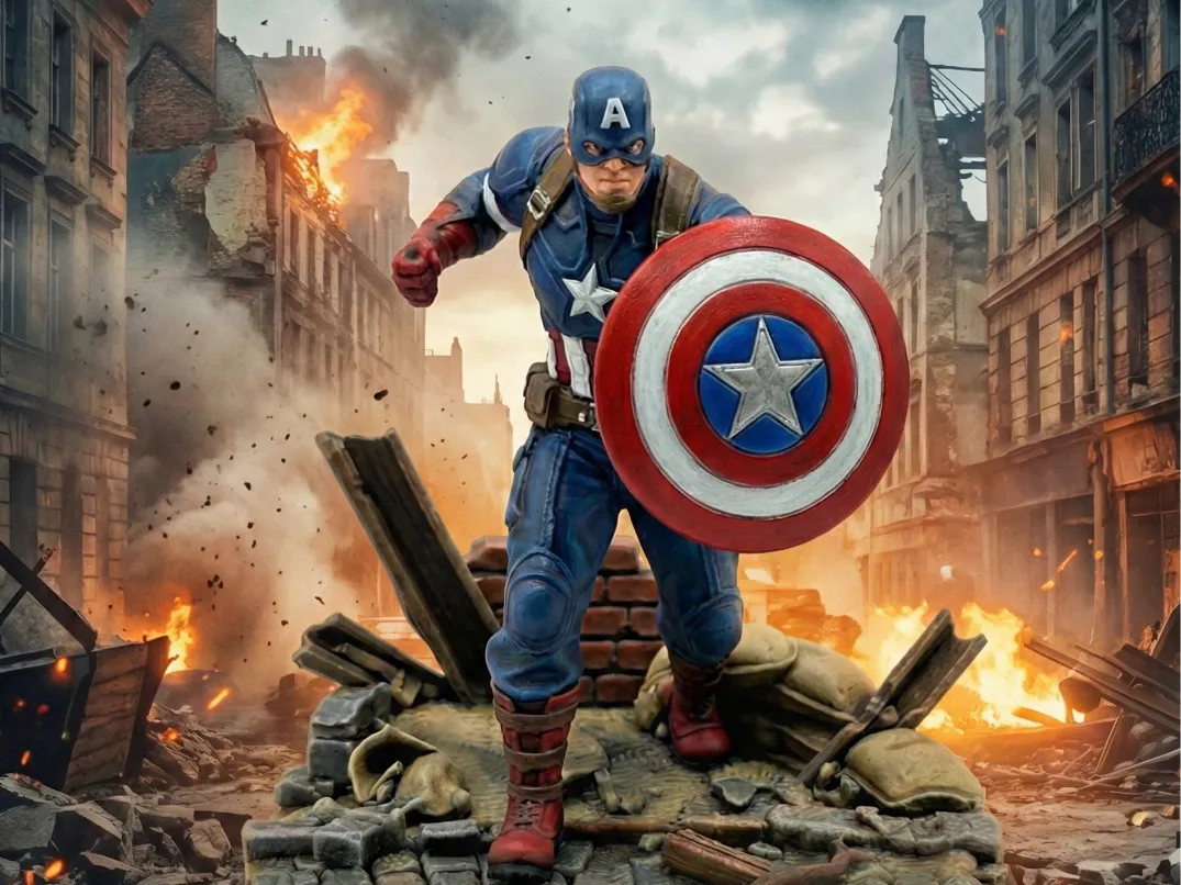 Captain America : Diorama de la Seconde Guerre mondiale de First Avenger - Geek Print