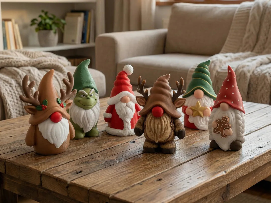 Ensemble de Gnomes de Noël - 6 Figurines Grinch et Krampus - Figurine Print