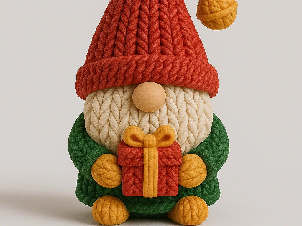 Gnome de Noël tricoté avec cadeau – Fêtes - Figurine Print