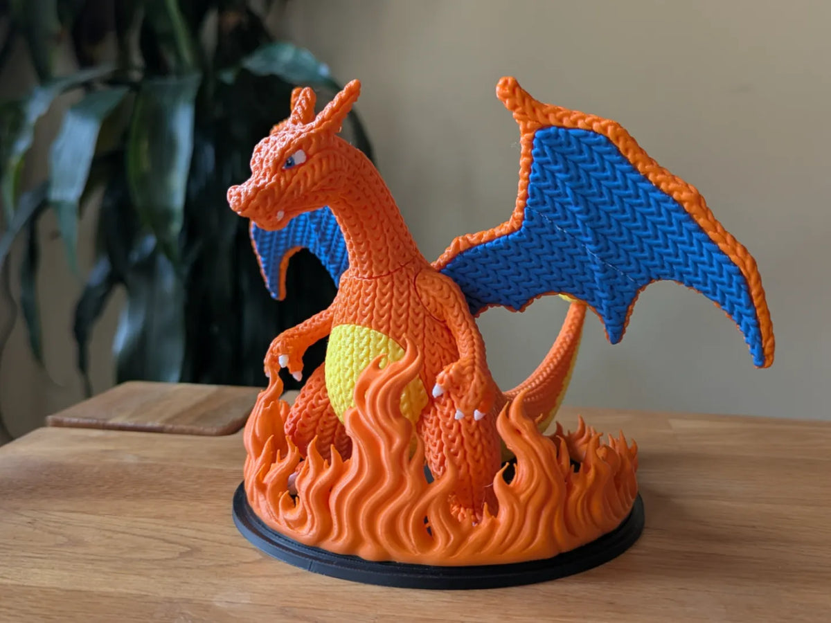 Diorama de feu Pokémon pour figurine de Dracaufeu en tricot - Figurine Print