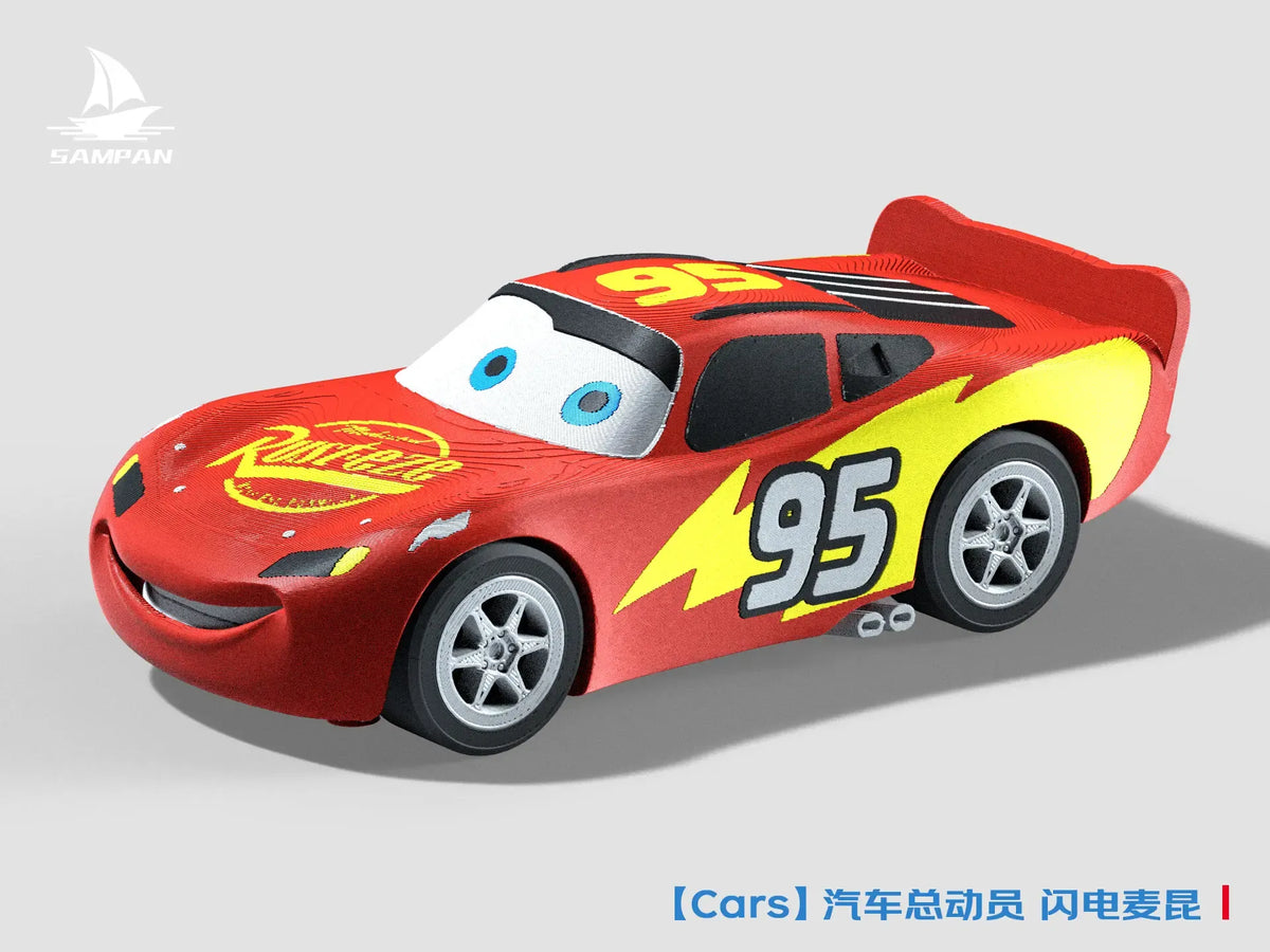 Cars Flash McQueen Modèle de voiture à assembler roues mobiles - Auto Print