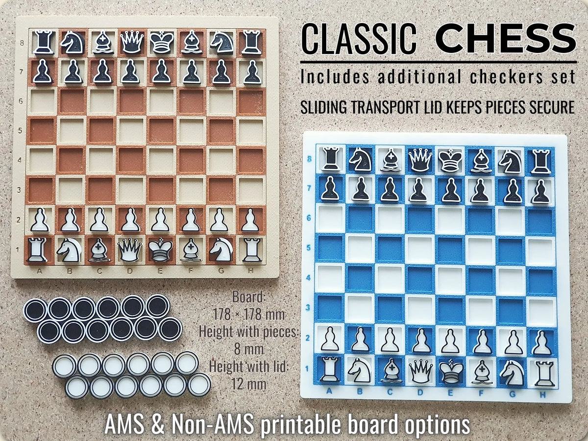 Échecs plats classiques avec couvercle de sauvegarde de position - Jeux Print
