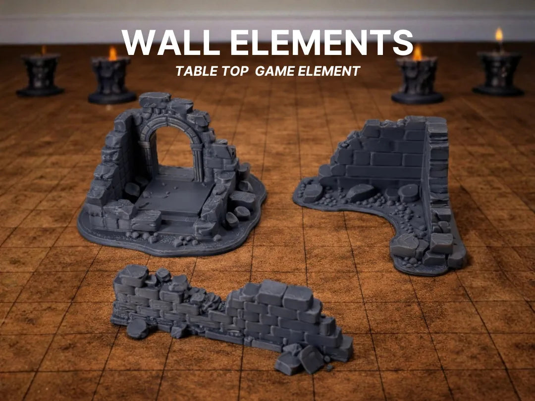 Éléments de mur en ruine Terrain Bâtiment Porte DnD - Jeux Print