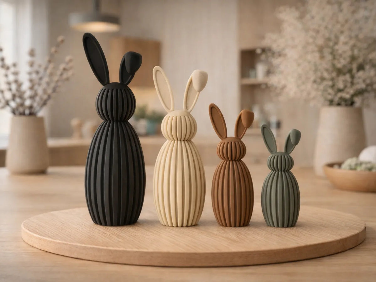 Lapin de Pâques Japandi - oreille pliée - Décoration Moderne - Figurine Print