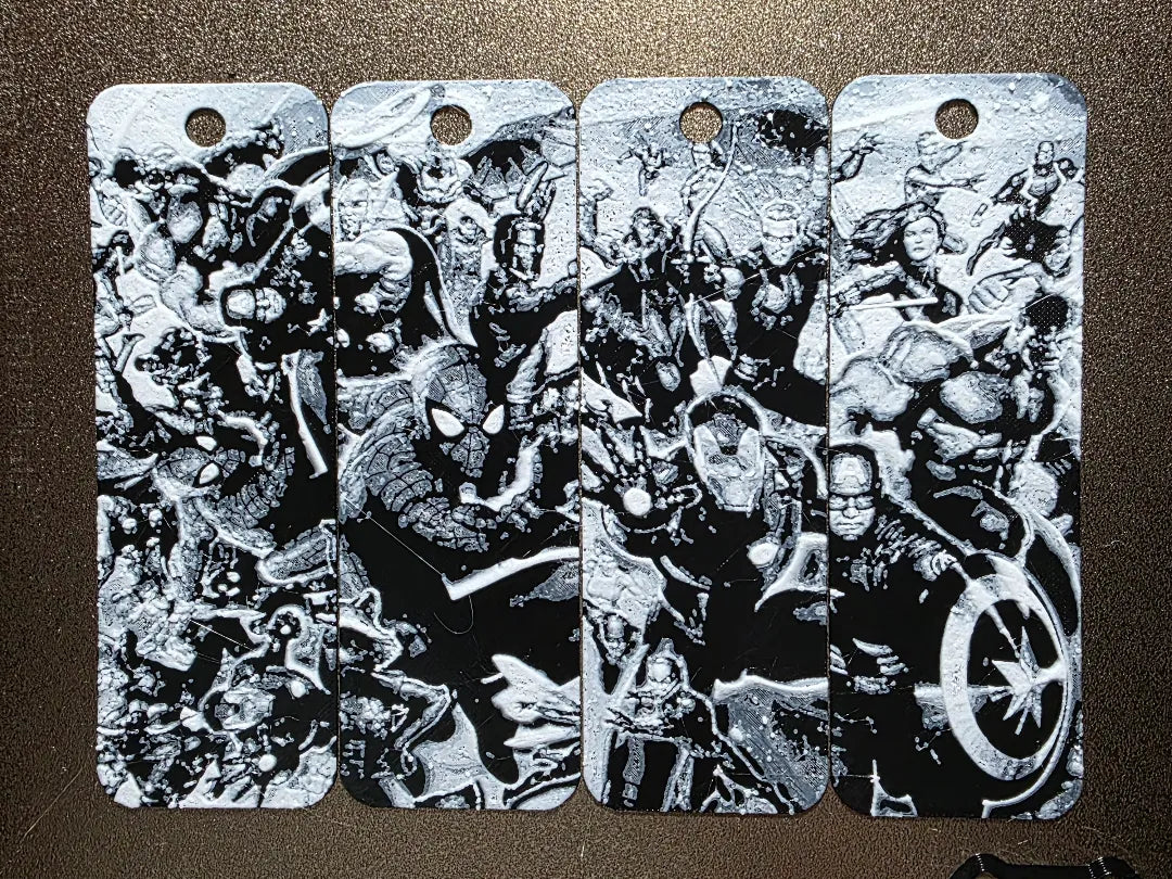 Lot de 4 marque-pages de super-héros Noir/Blanc - Geek Print