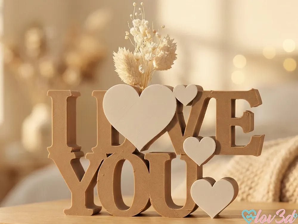 Panneau "Je t'aime" autoportant avec vase - Fêtes Print