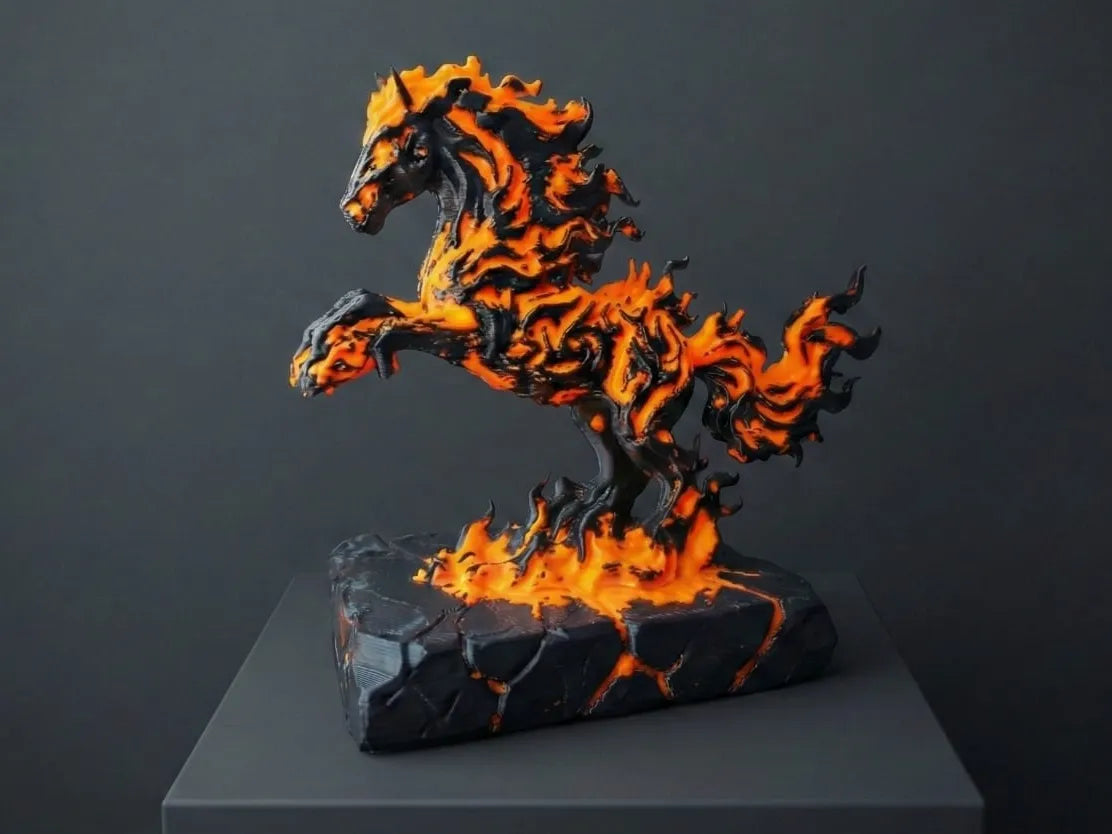 Cheval de Feu Élémentaire Sculpture d'Art du CNY 2026 - Art Print