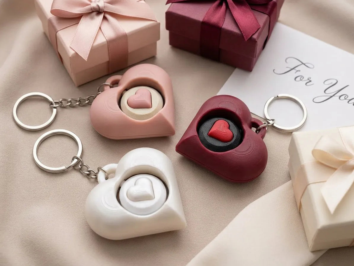 Porte-clés Fidget Cœur Rotatif - Fêtes Print