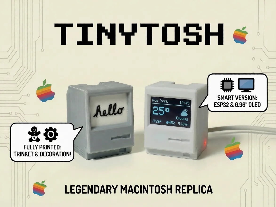 Tinytosh: Mini Rétro PC & Écran WiFi Intelligent ESP32 - Geek Print