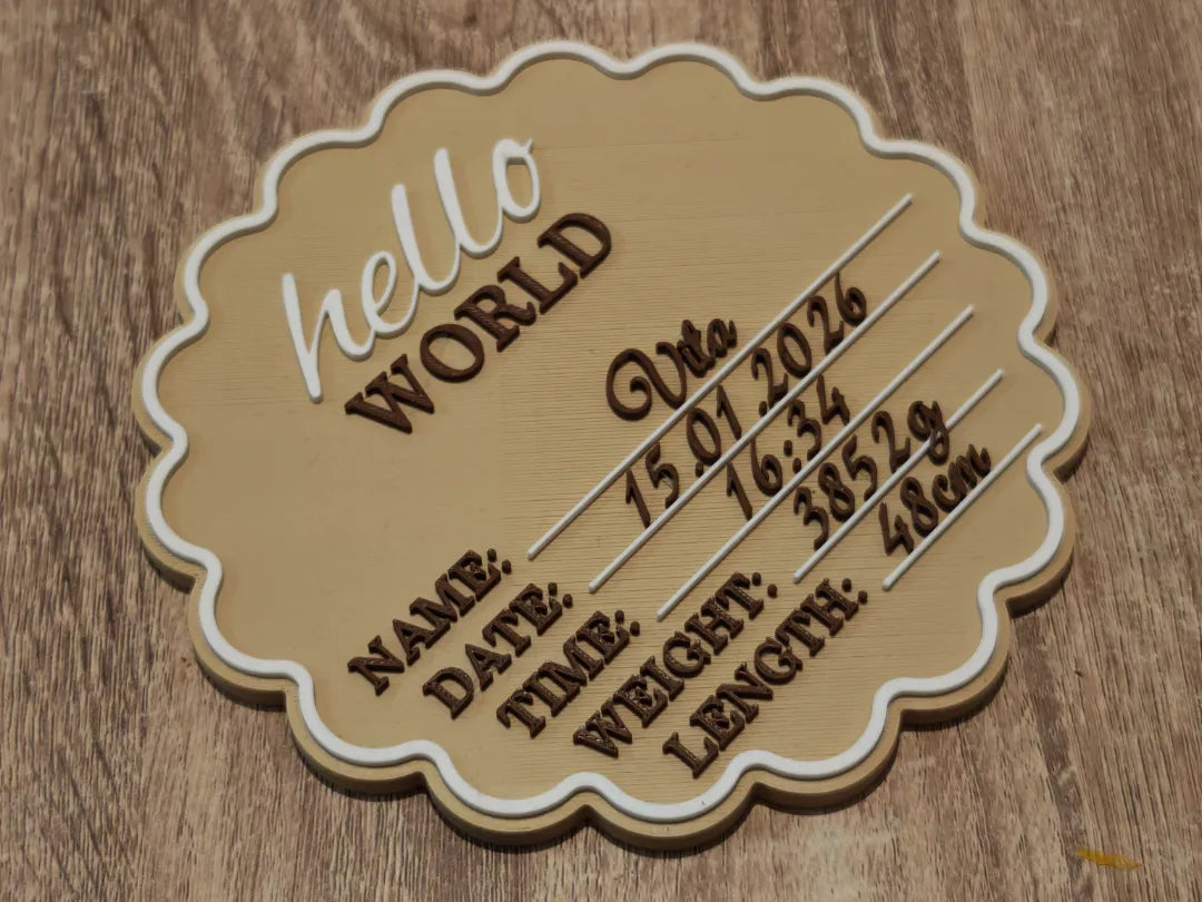 Panneau d'annonce de naissance Bébé Bonjour le Monde - Bébé Print