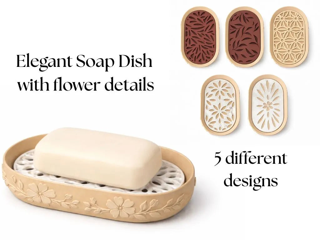 Élégant porte-savon avec des fleurs - Personnalisable - Beauté Print
