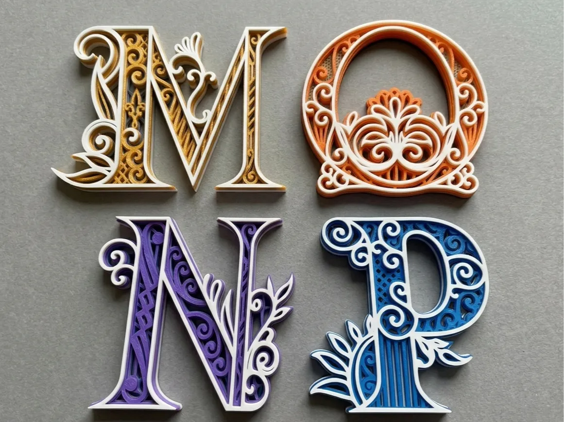 Lettres Alphabétiques Ornementales M, N, O, P - Art Print