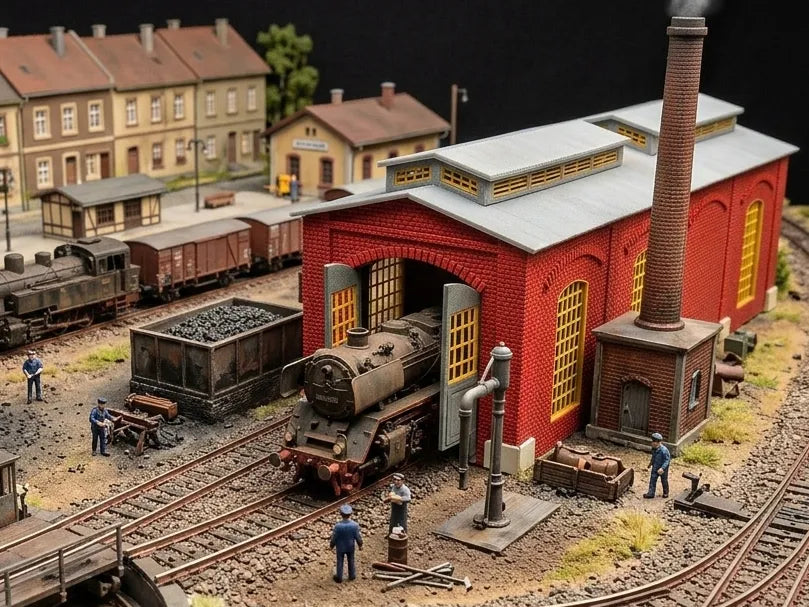 Hangar de locomotive à l'échelle H0 - Maquette Print