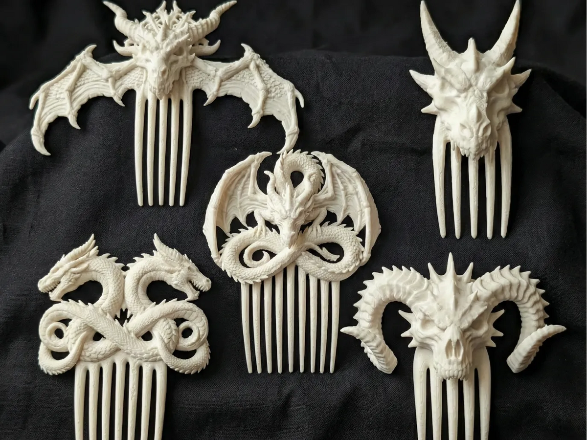 Lot de peignes à cheveux Dragon – Fantaisie Gothique - Cosplay Print