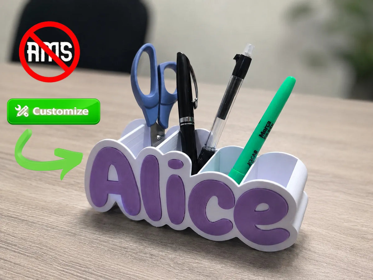 Pot à crayons personnalisable avec nom – Organisateur de bureau - Cadeau Print